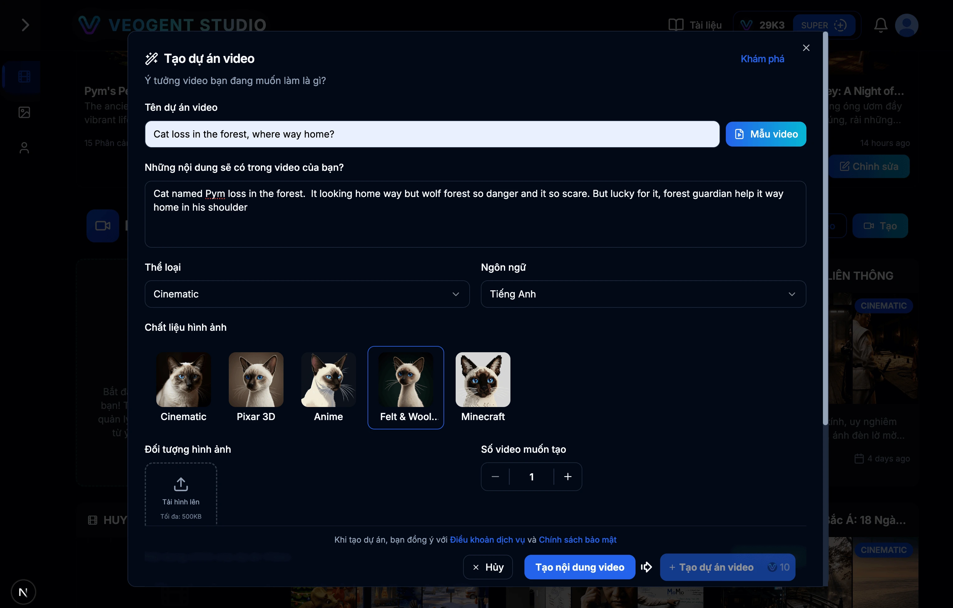 Bước 2.1: Create a New Project